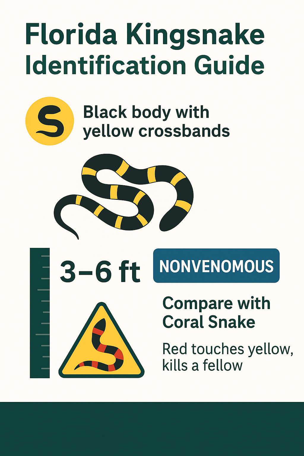 Infographic showing how to identify a Florida Kingsnake